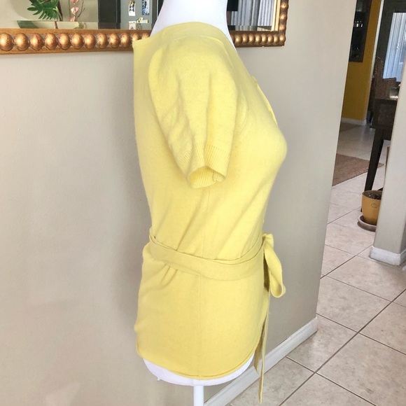 French Connection Yellow Lambswool & Rabbit Hair Crocket Detail Wrap Top Small - Picture 4 of 7